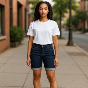 SO Authentic Jean Bermuda Shorts American Heritage Shorts Blue Stretch Denim